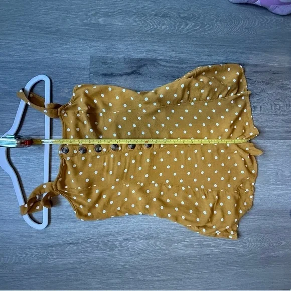 American Eagle Outfitters Mustard Polka Dot Romper - Picture 6 of 13